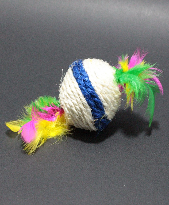Juguete Bola para mascota con plumas