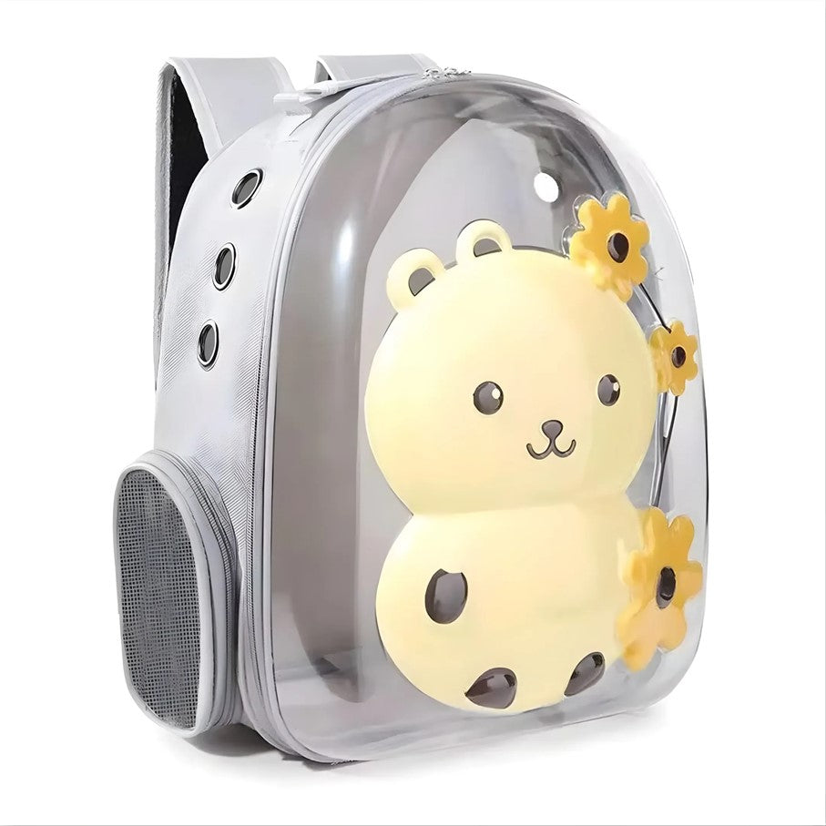 Mochila transportadora con diseño de oso