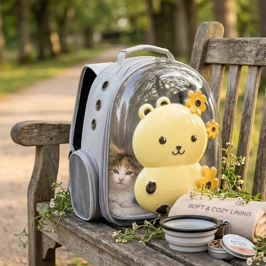 Mochila transportadora con diseño de oso