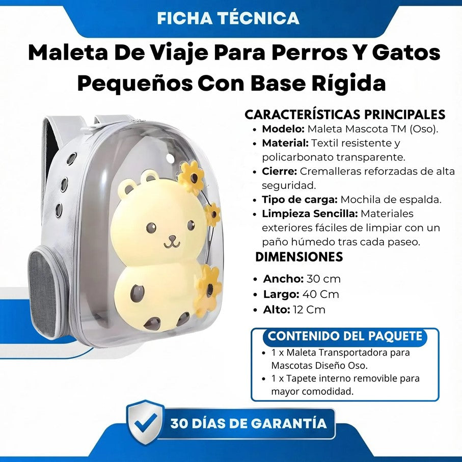 Mochila transportadora con diseño de oso